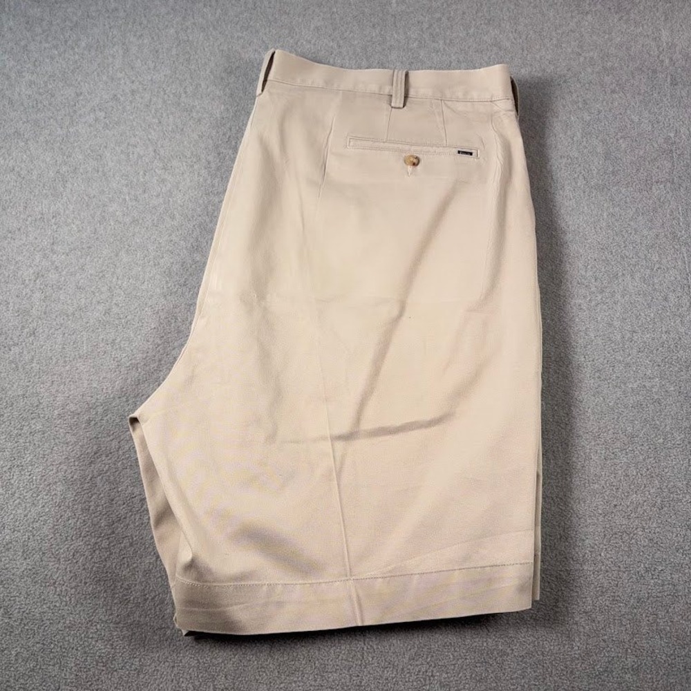 Polo Ralph Lauren Chino Shorts Mens 46 Beige Solid Classic Fit Cotton Khaki